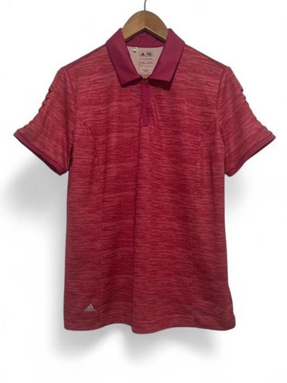 adidas Golf Puremotion Polo Shirt Womens Large Pink Heathered Short Sleeve Z7605